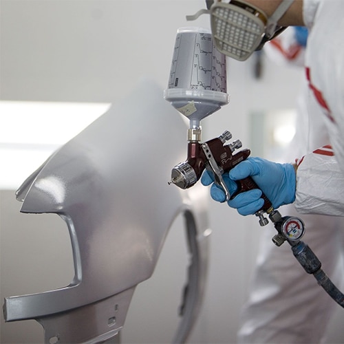 Spray finishing a panel
