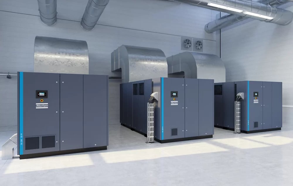 Atlas Copco compressors in a clean compressor room
