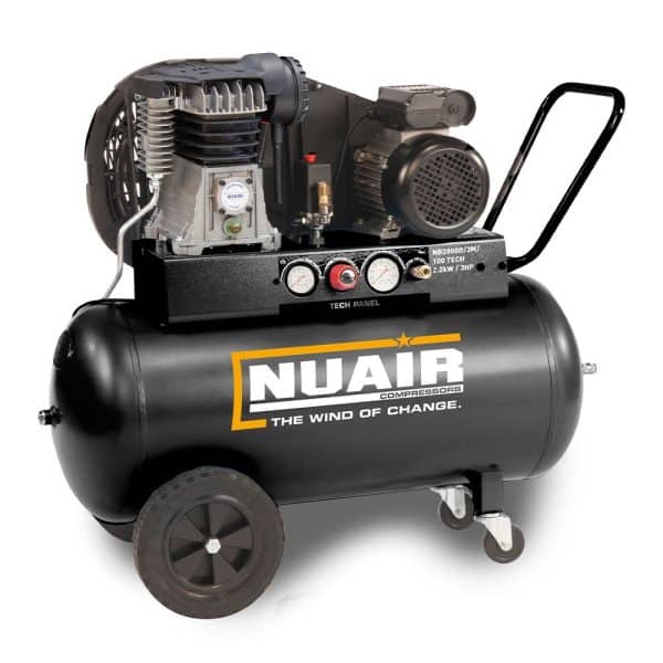 Nuair Tech Pro B2800B 100L 3HP Belt Drive Air Compressor (230V)